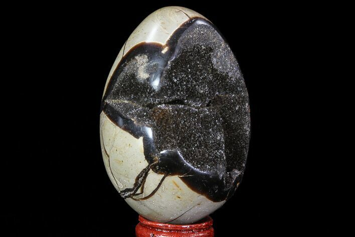Septarian Dragon Egg Geode - Black Crystals #71901